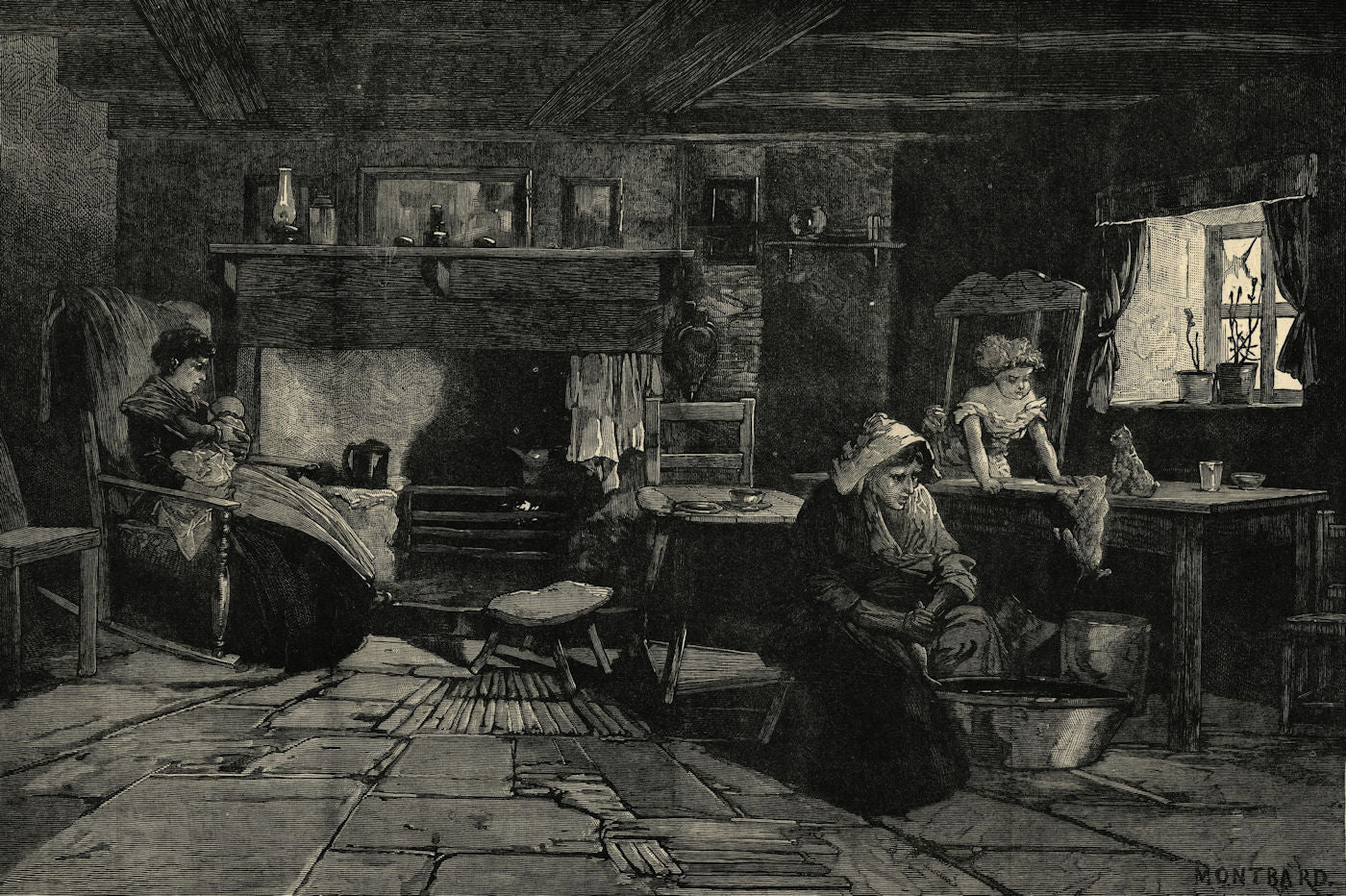 Fisherman's cottage in the Isle of Man. Fishermen 1881 old antique print